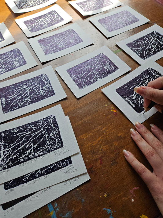 "Raio" - Linogravura - A6 - 16 tiragens - Raivosa Club 2ª edição