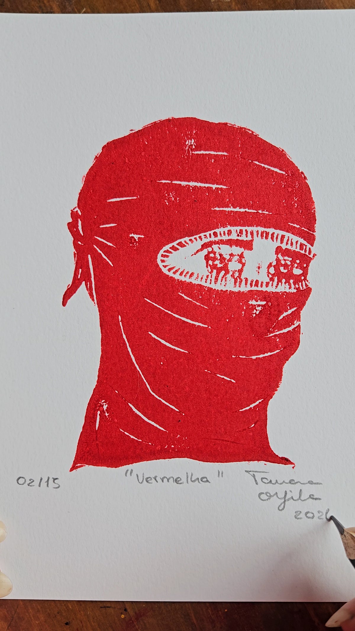 "Vermelha" - Linogravura - A5 - 15 tiragens - Raivosa Club 2ª edição