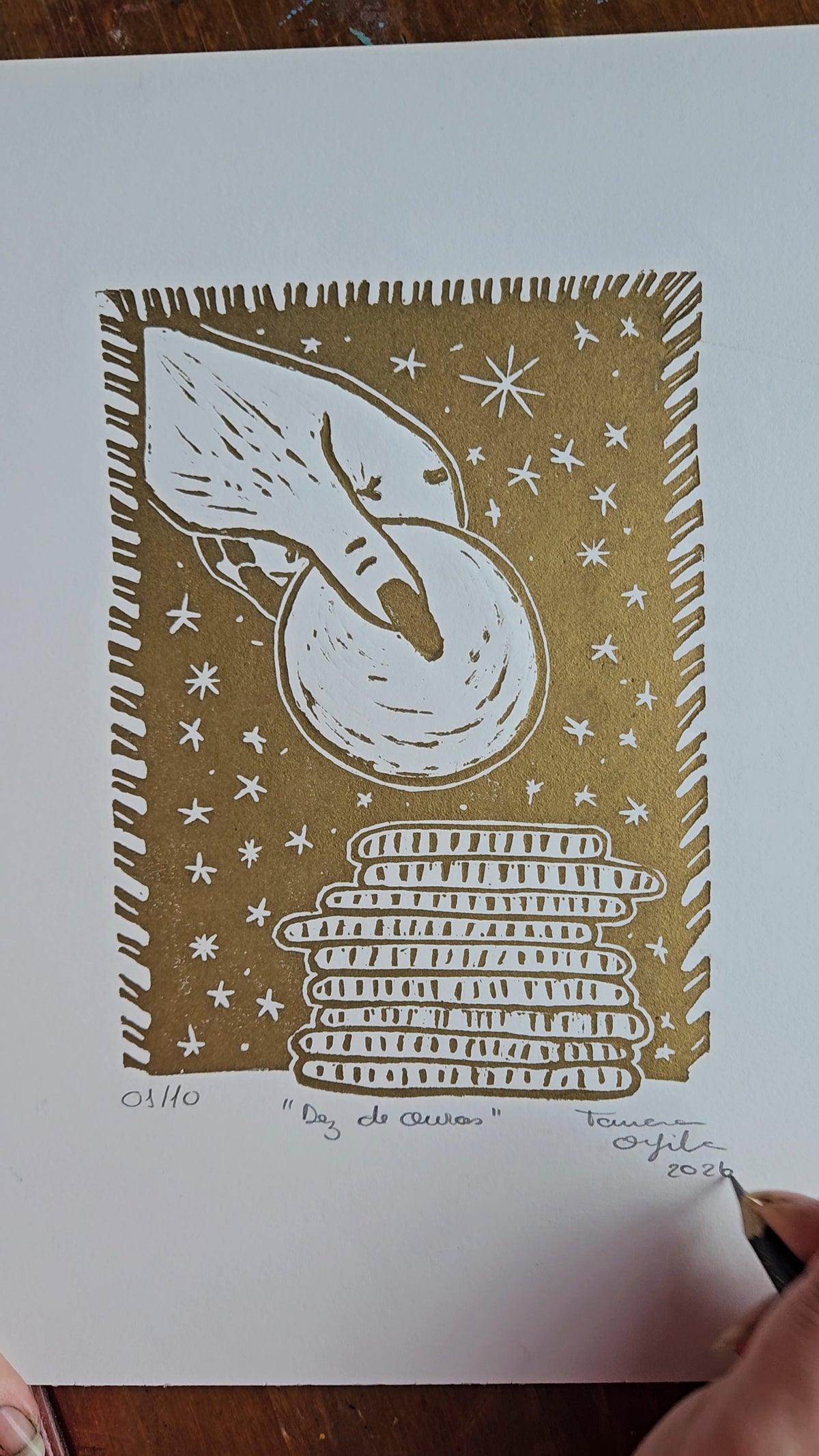 "10 de ouros" - Linogravura - A4 - 10 tiragens - Raivosa Club 2ª edição