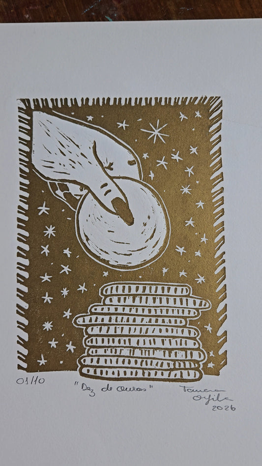 "10 de ouros" - Linogravura - A4 - 10 tiragens - Raivosa Club 2ª edição