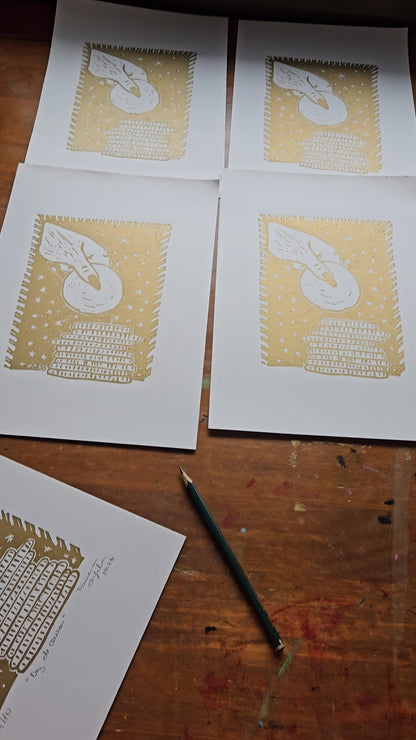 "10 de ouros" - Linogravura - A4 - 10 tiragens - Raivosa Club 2ª edição